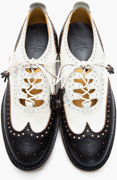 Sasquatchfabrix Black and White Ghillie Wingtip Brogues in Black for ...