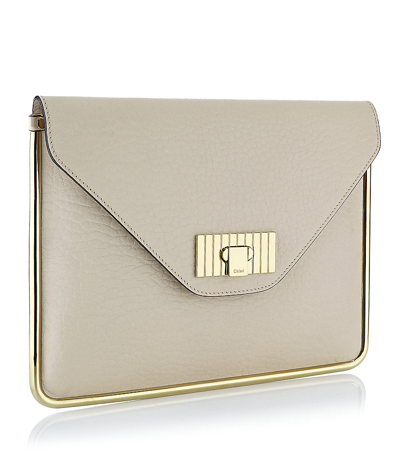 Chlo Sally Frame Clutch in Beige (gold) | Lyst  