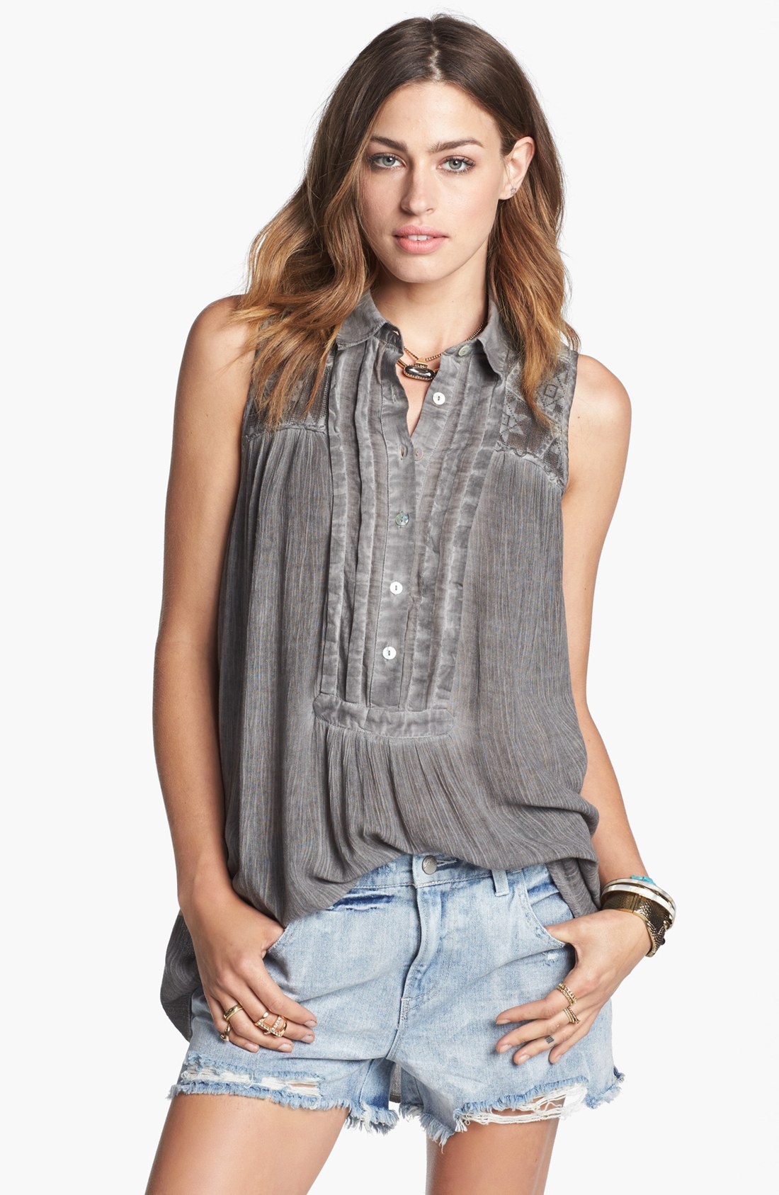 Free people Sleeveless Tunic in Gray (washed black) | Lyst