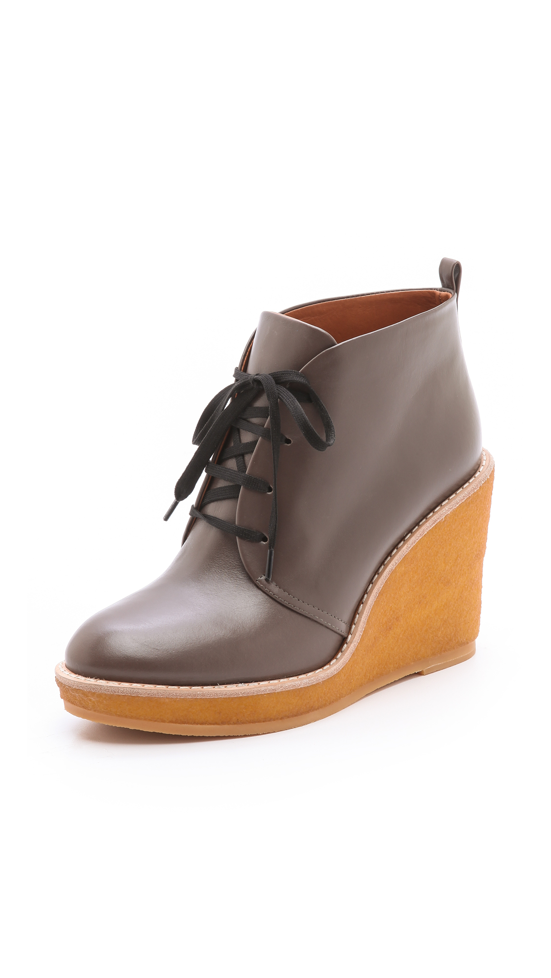 Marc by marc jacobs Wedge Lace Up Booties in Gray | Lyst