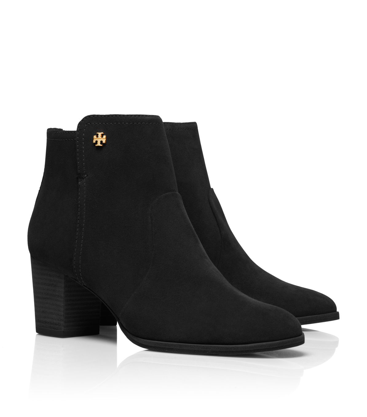 suede black booties flat