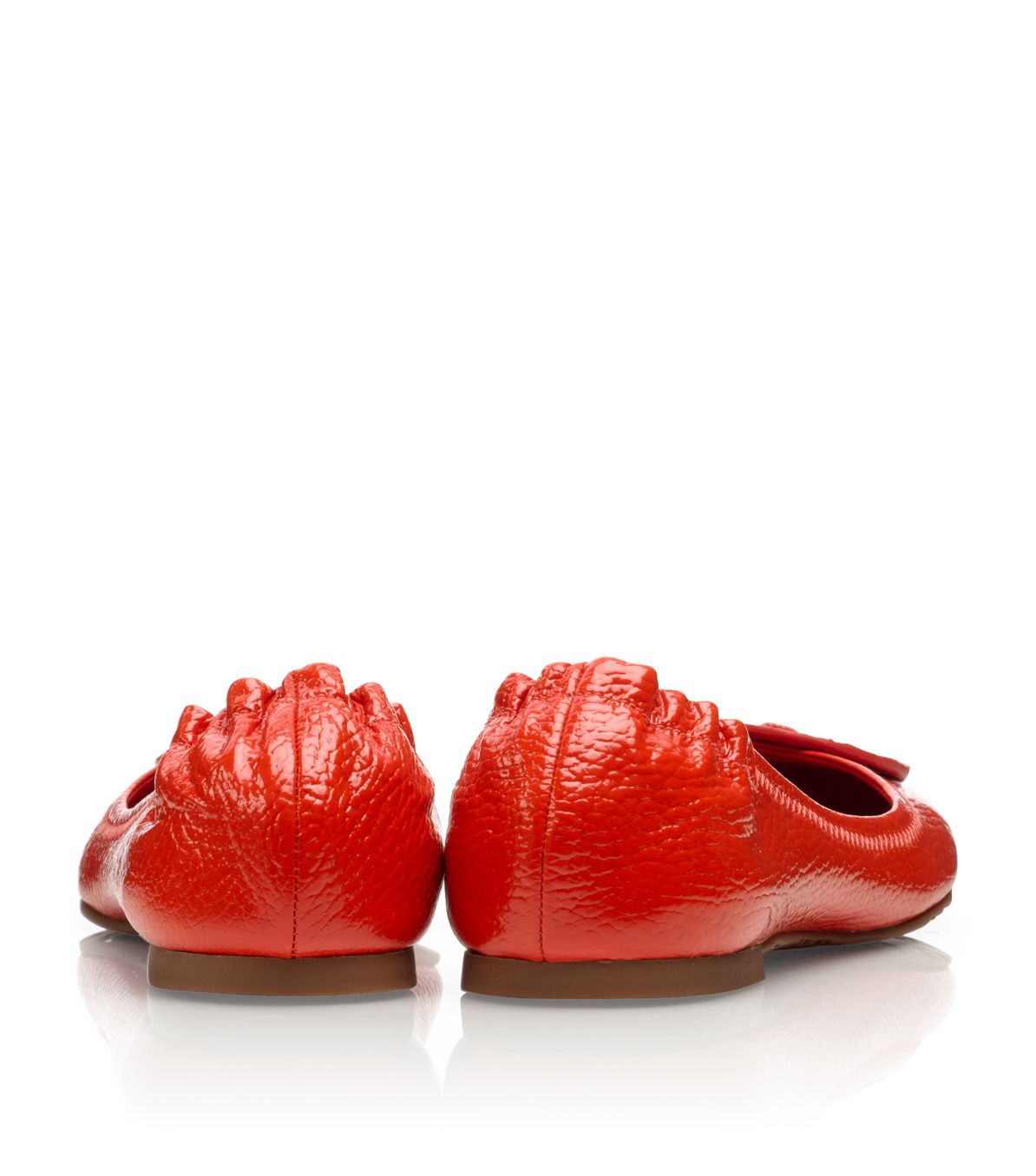 Lyst - Tory Burch Tumbled Leather Reva Ballet Flat in Red