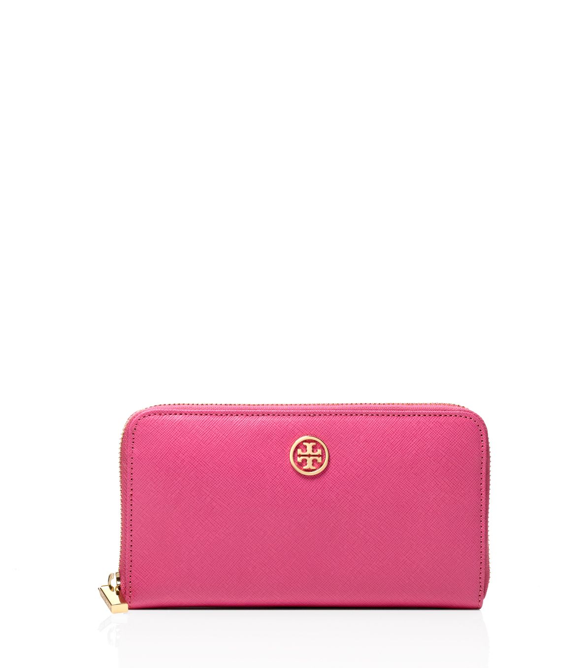 Tory Burch Robinson Zip-Around Wallet in Pink (tory pink) | Lyst