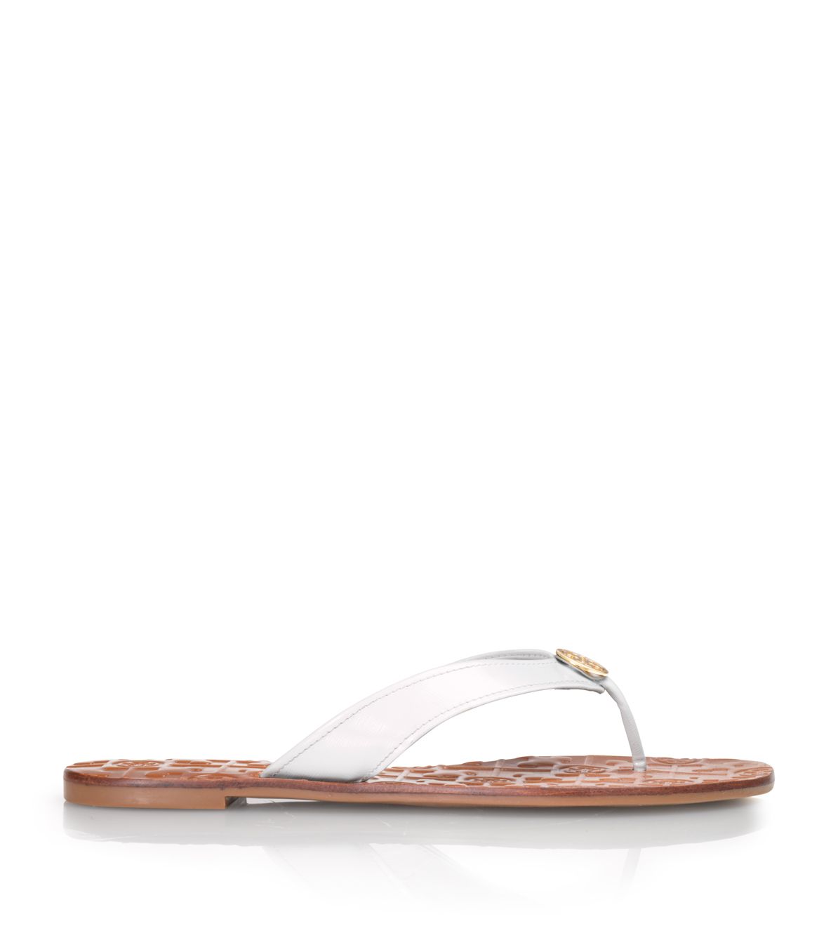 Tory burch Patent Leather Thora Sandal in White | Lyst