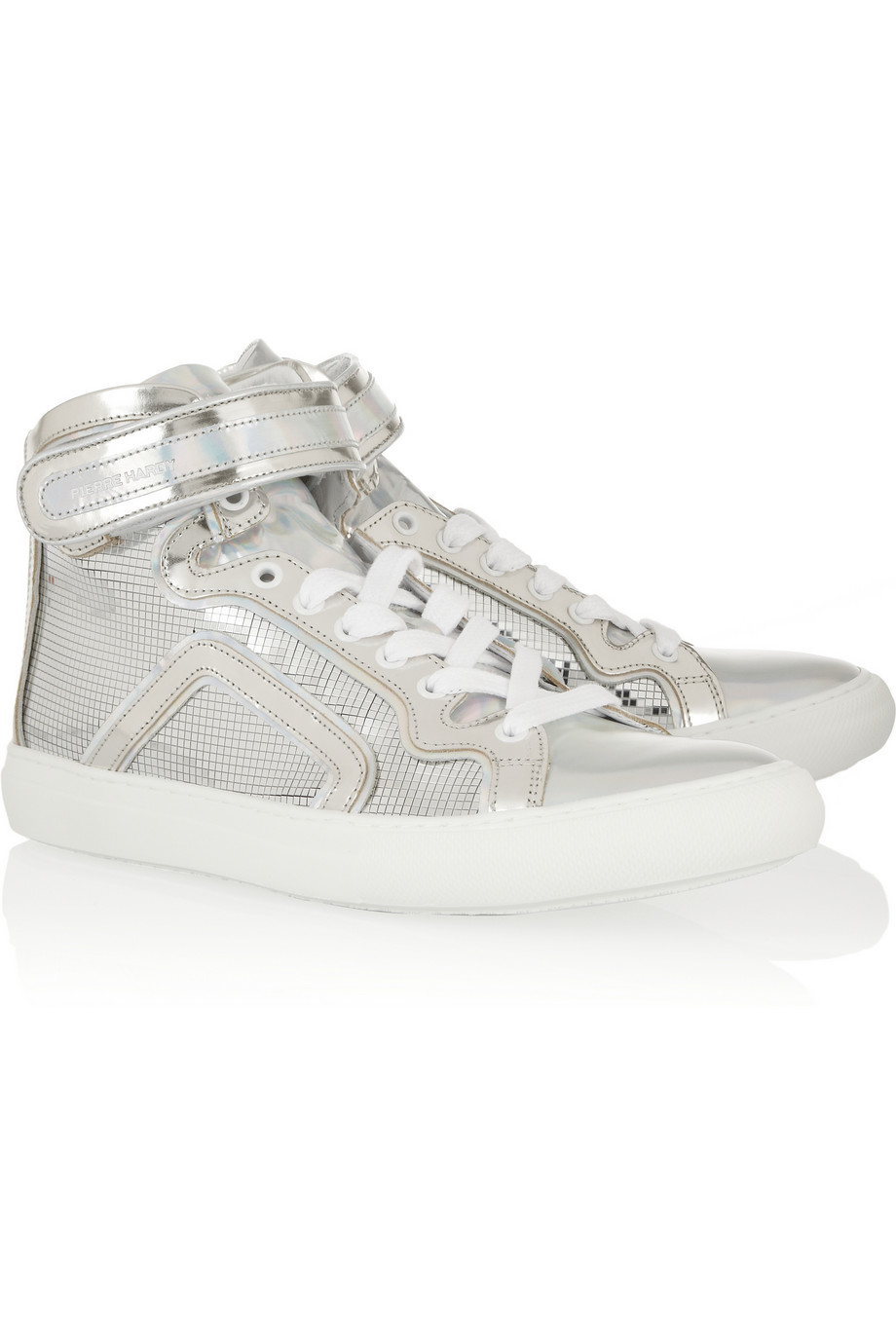 Lyst Pierre Hardy Silver Foil Leather Carryover Hightop Sneakers In Metallic 1945