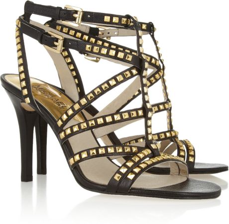 Michael Michael Kors Alexi Studded Leather Sandals in Black | Lyst