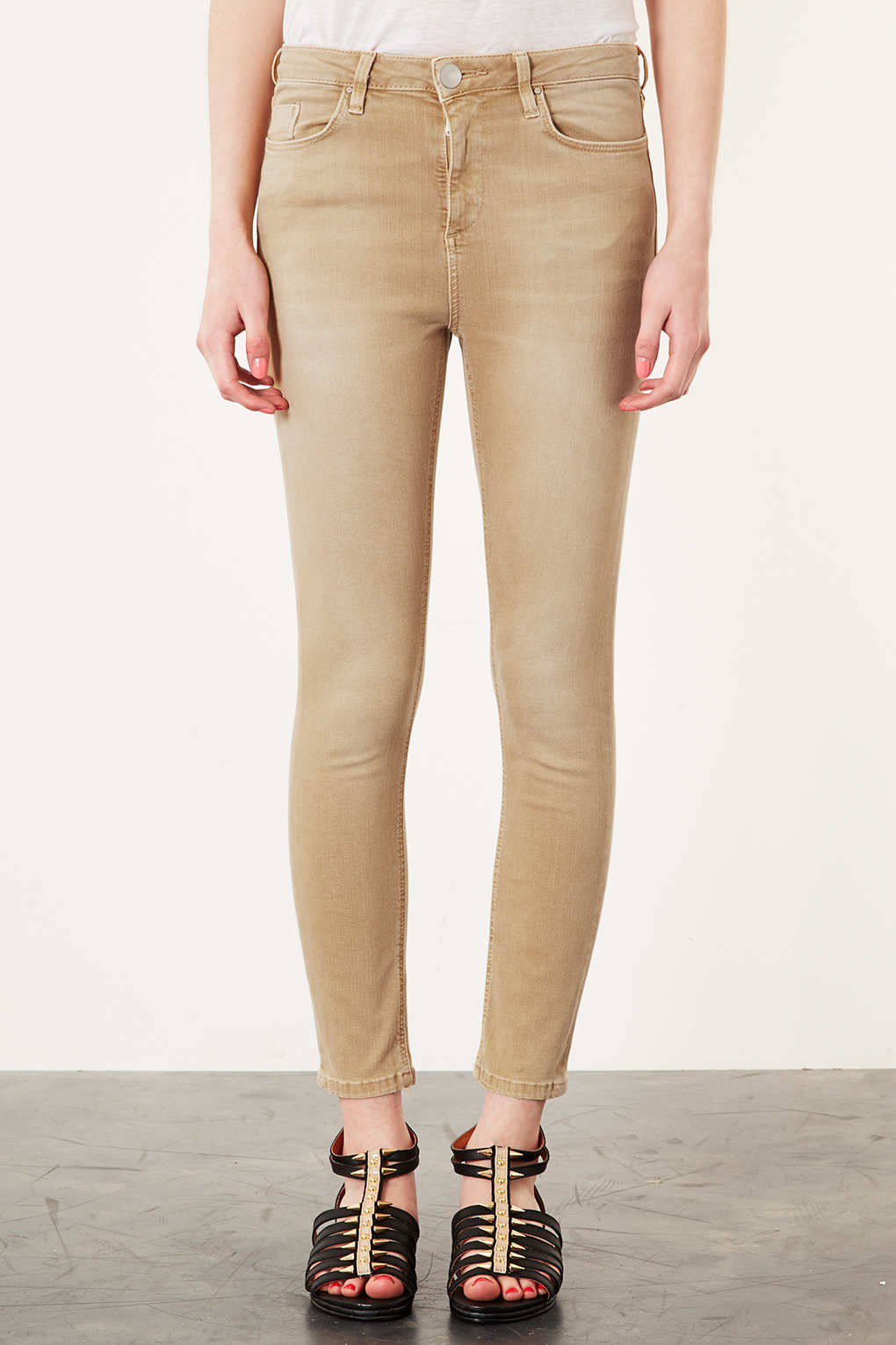 Lyst - Topshop Moto Washed Camel Jamie Jeans in Brown