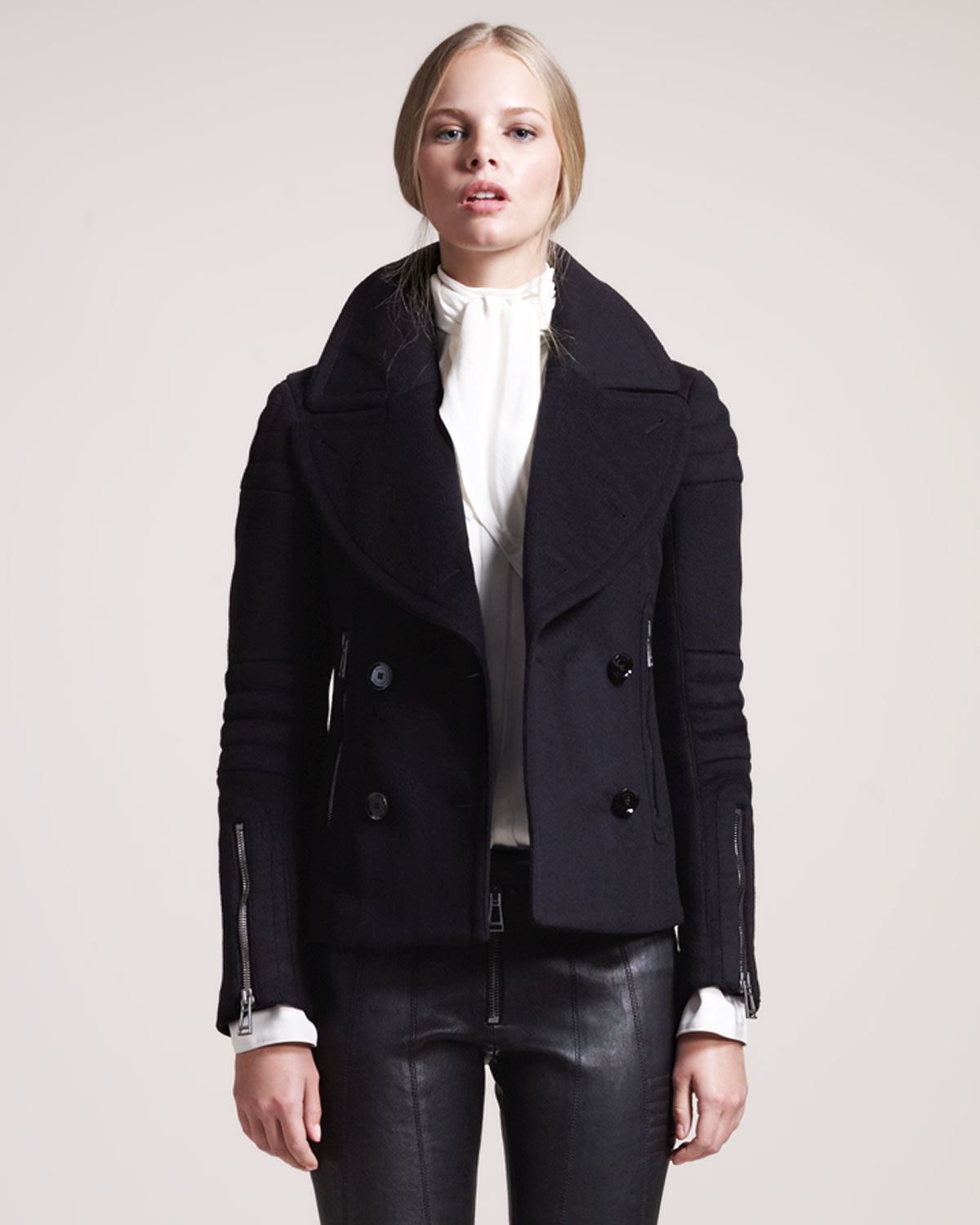 Belstaff Dallington Cropped Pea Coat in Blue | Lyst