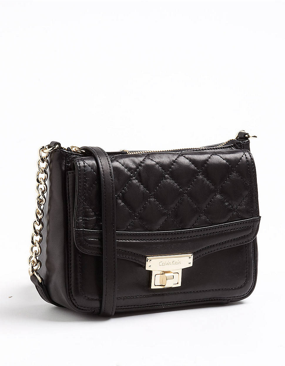 Lyst - Calvin Klein Leather Quilted Crossbody Bag in Black