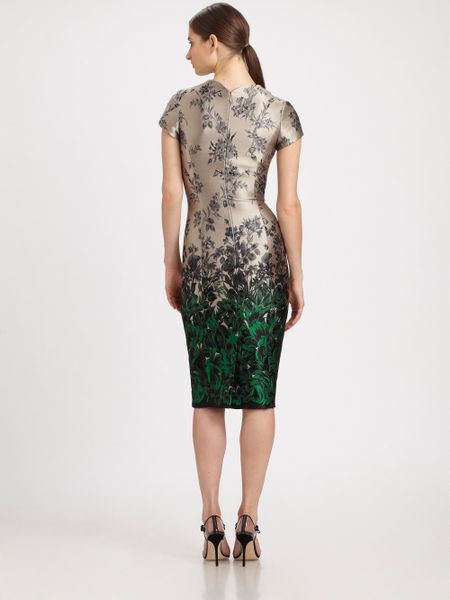 Carolina Herrera Ombré Floralprint Jacquard Dress in Green | Lyst