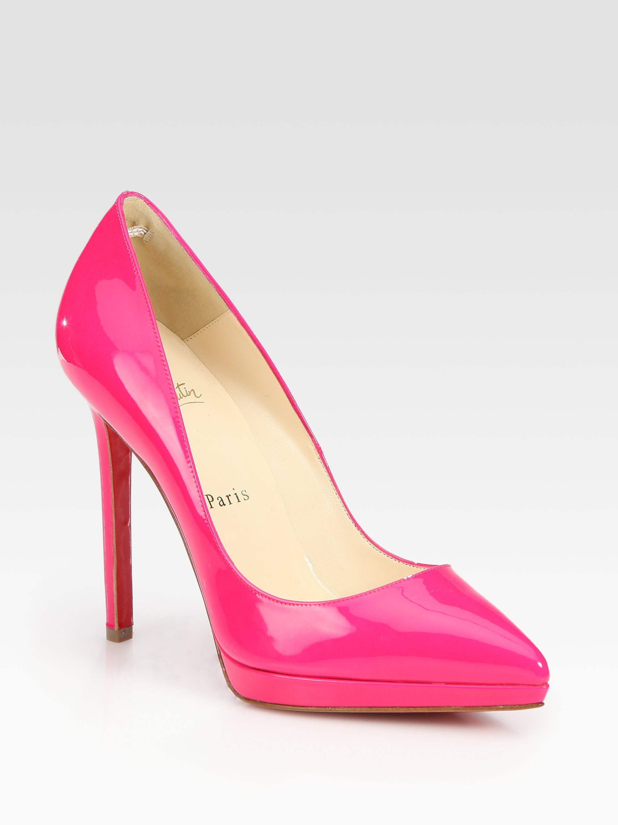 christian louboutin Pigalle Plato pointed-toe pumps Black patent ...