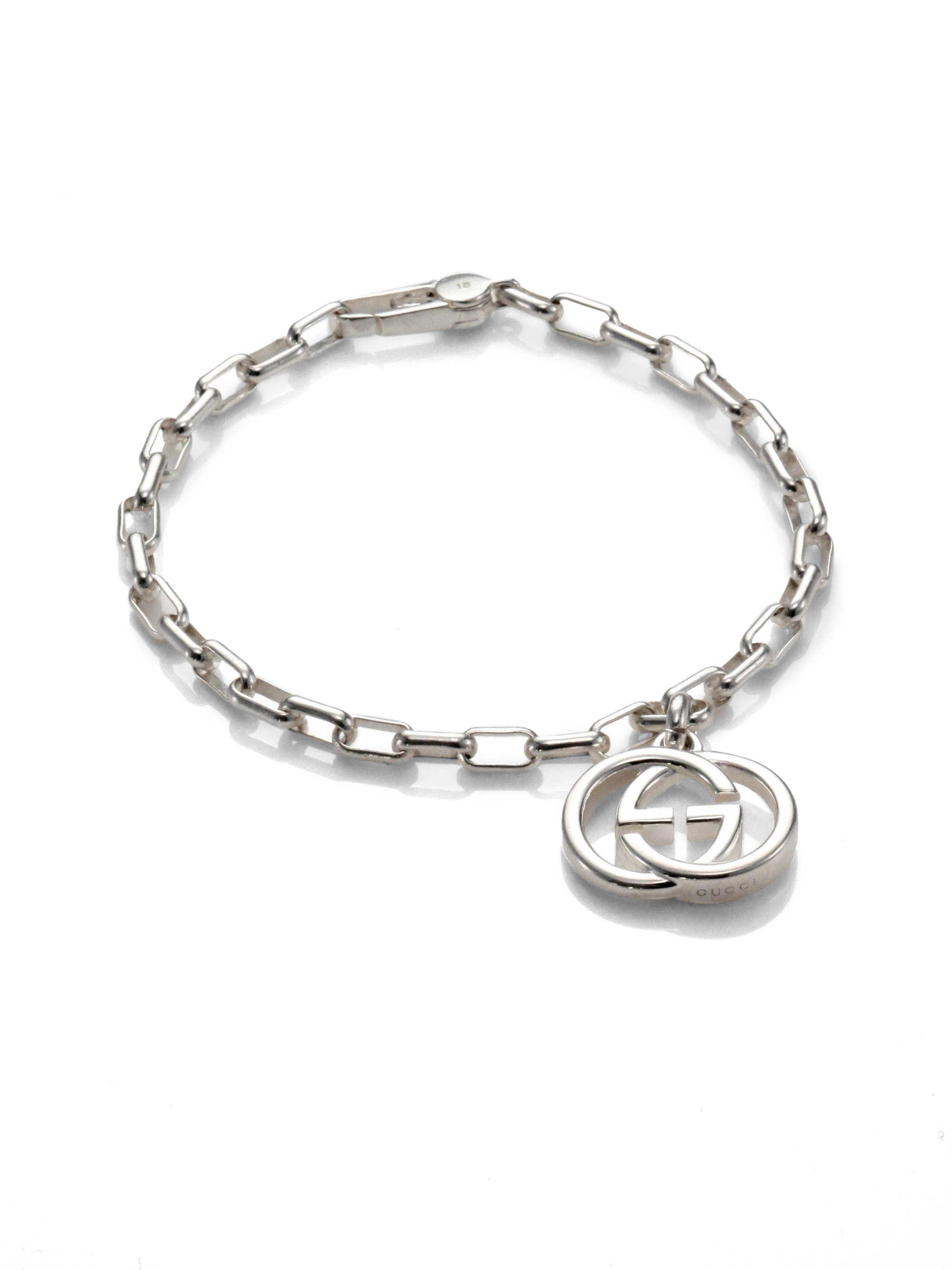 Lyst Gucci Double G Sterling Silver Charm Bracelet In Metallic Gallery