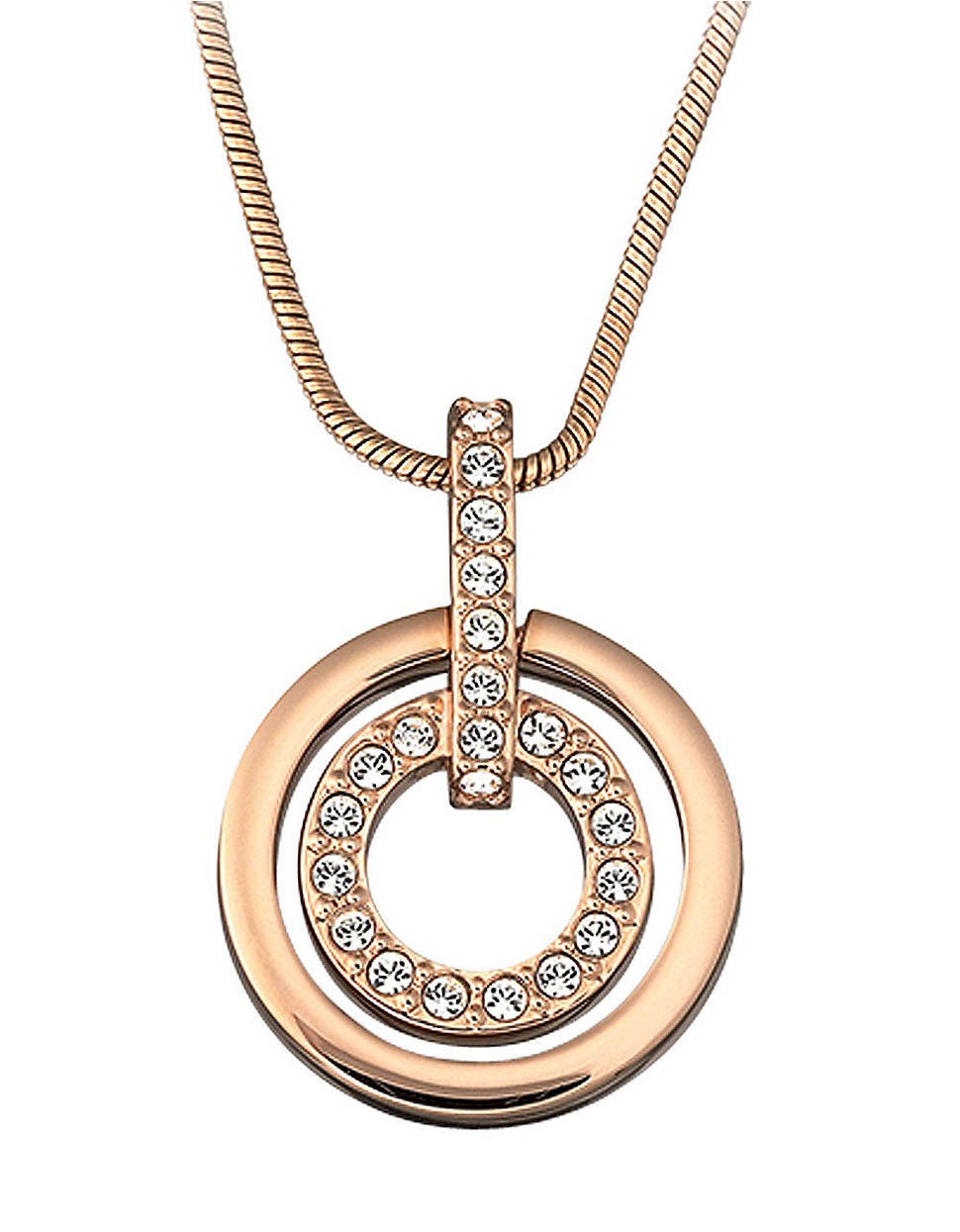Lyst - Swarovski Rose Gold Plated Circle Pendant Necklace in Metallic