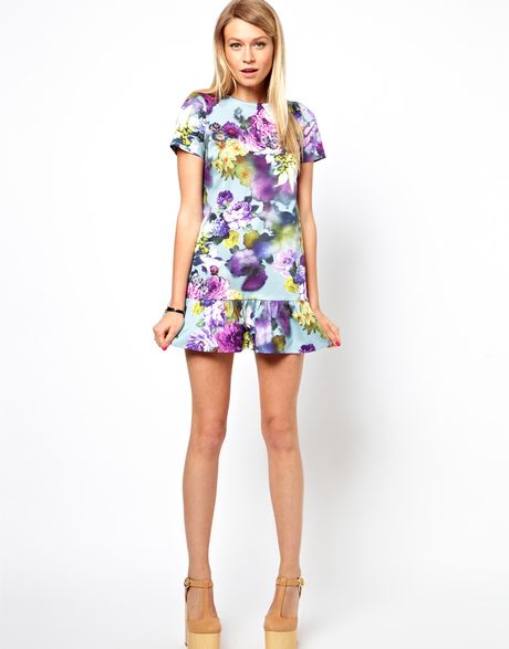 Asos Petite Exclusive Floral Mini Dress with Drop Waist in Floral ...
