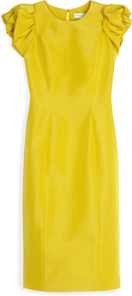 Carolina Herrera Silk Faille Puff Sleeve Sheath Dress in Yellow ...