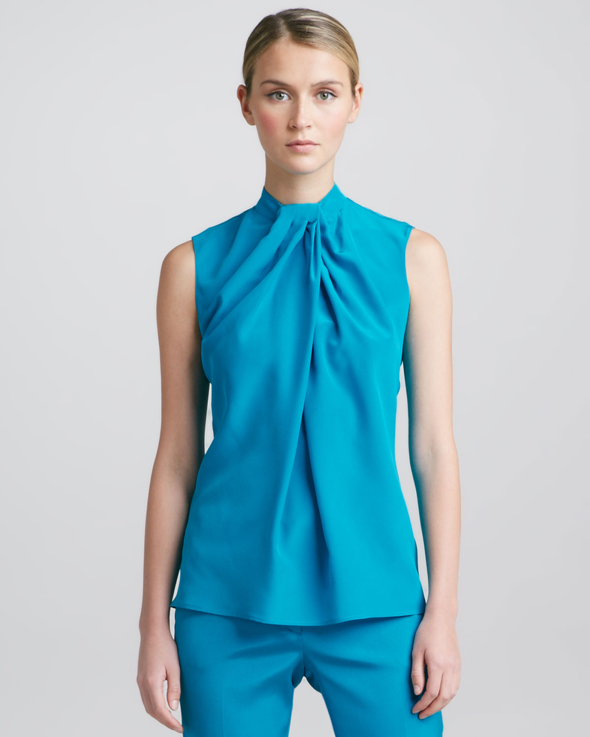 Etro Sleeveless Knotdetail Blouse in Blue (TEAL) | Lyst