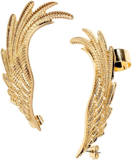 H&m Earrings with Earcuffs in Gold | Lyst