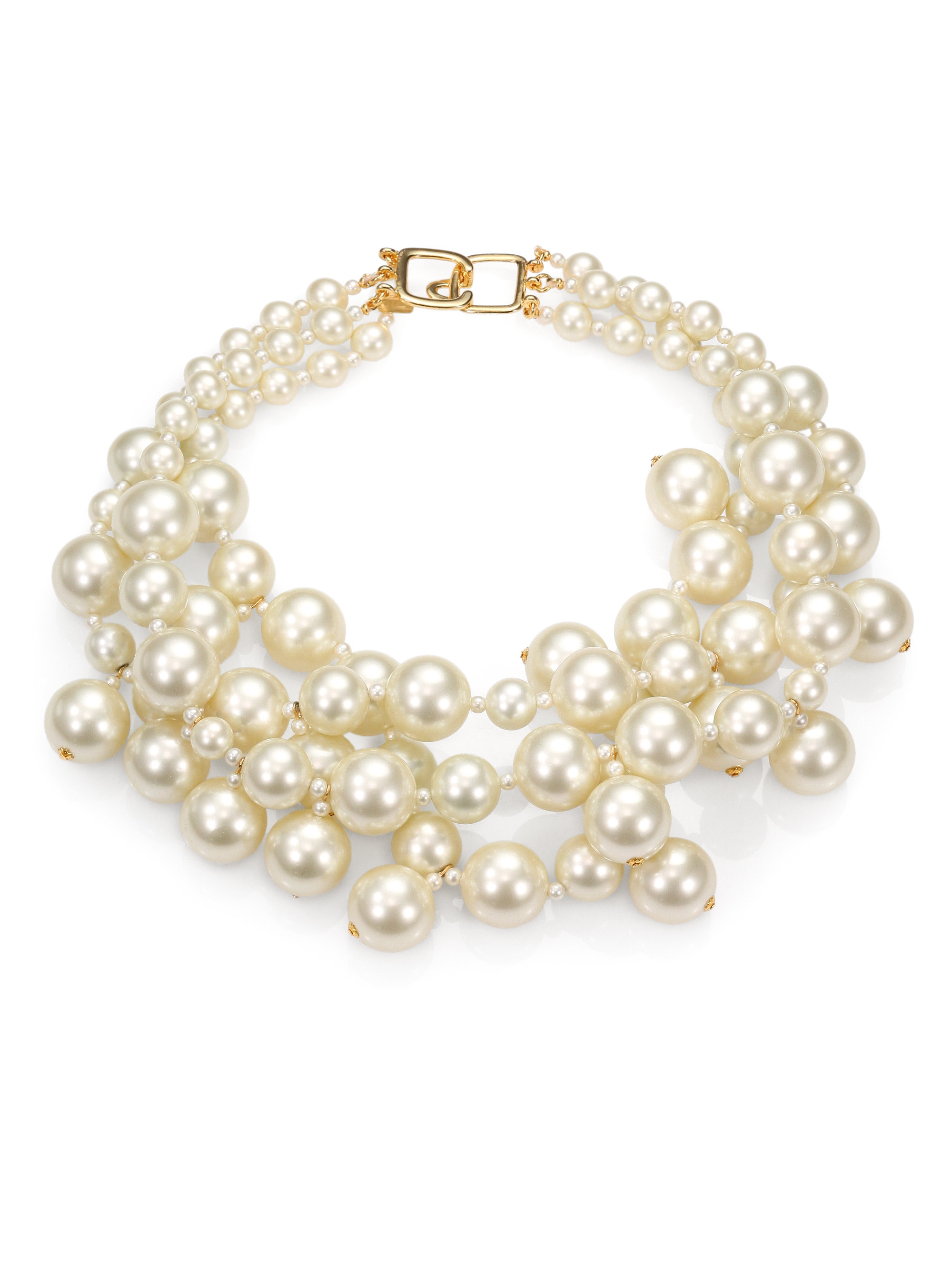 Kenneth jay lane Faux Pearl Multi-strand Necklace in White | Lyst
