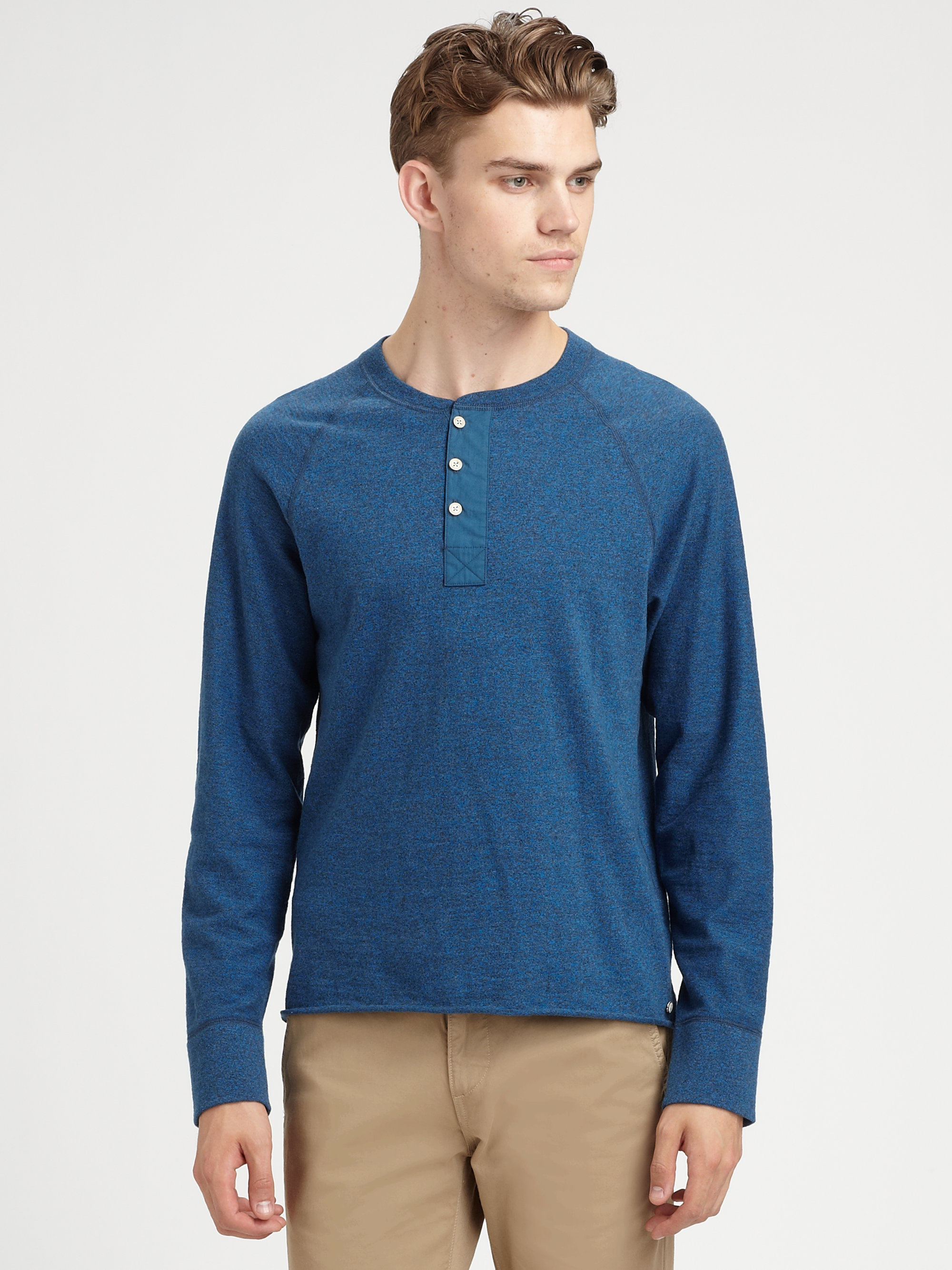 Lyst - Rag & bone Raglan Henley in Blue for Men