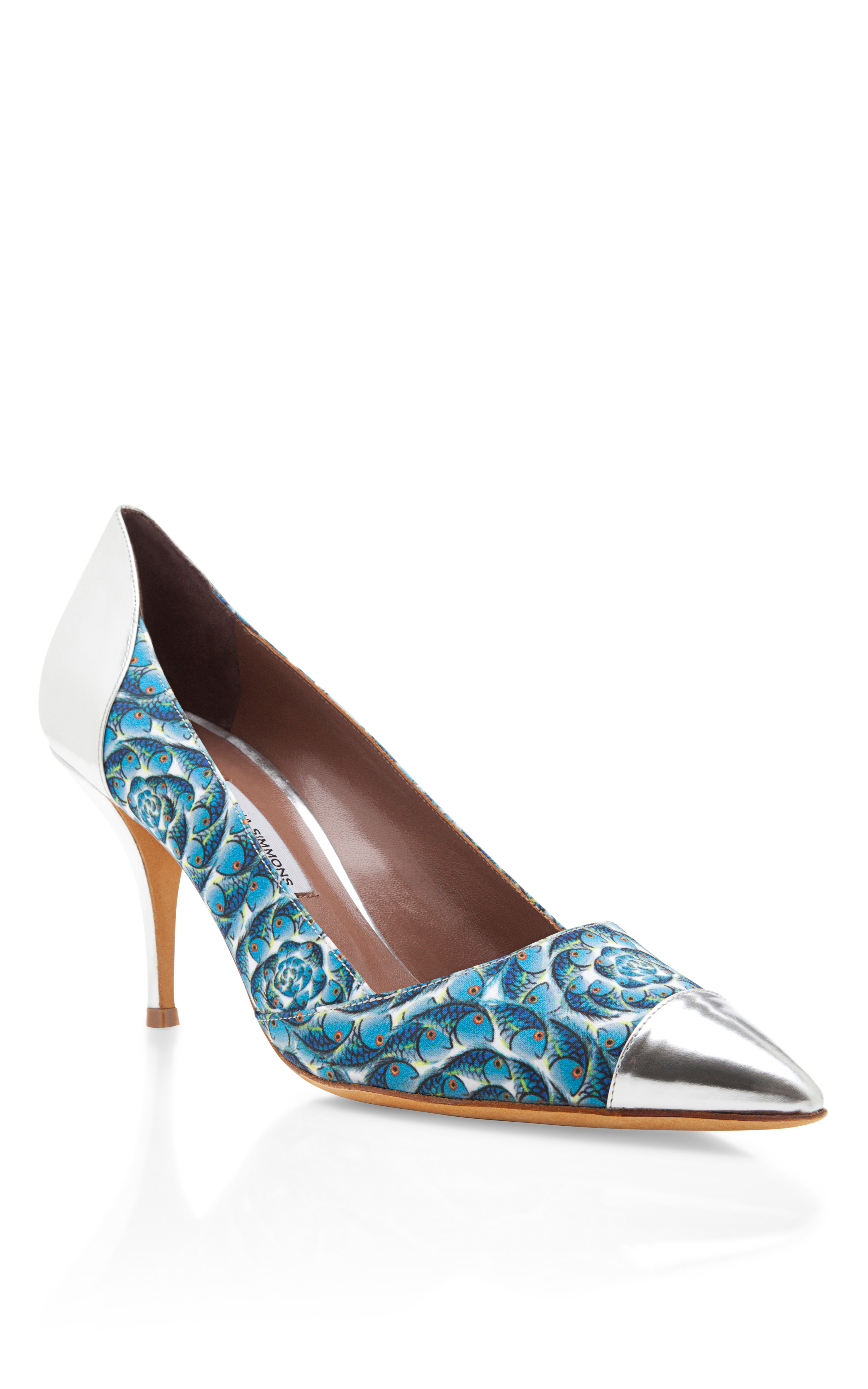 Tabitha Simmons Wink Blue Fish Print Heel with Silver Pointed Toe in ...