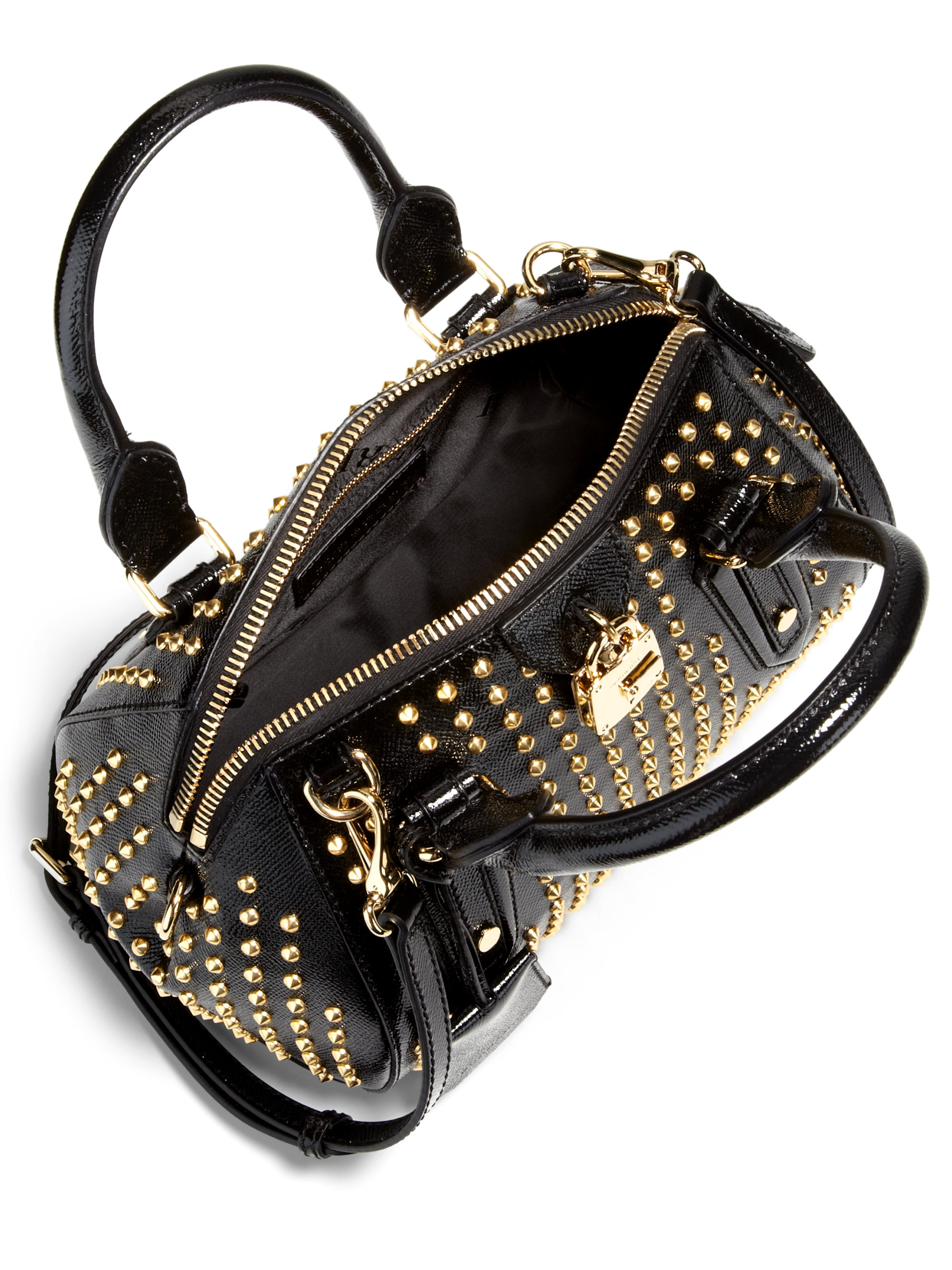 Lyst - Burberry Blaze Studded Satchel Handbag in Black