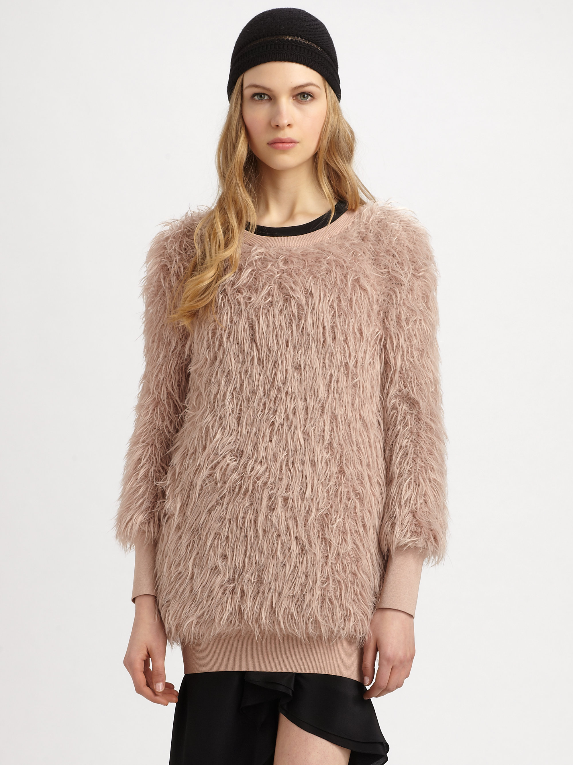 Philosophy Faux Fur Sweater in Natural | Lyst