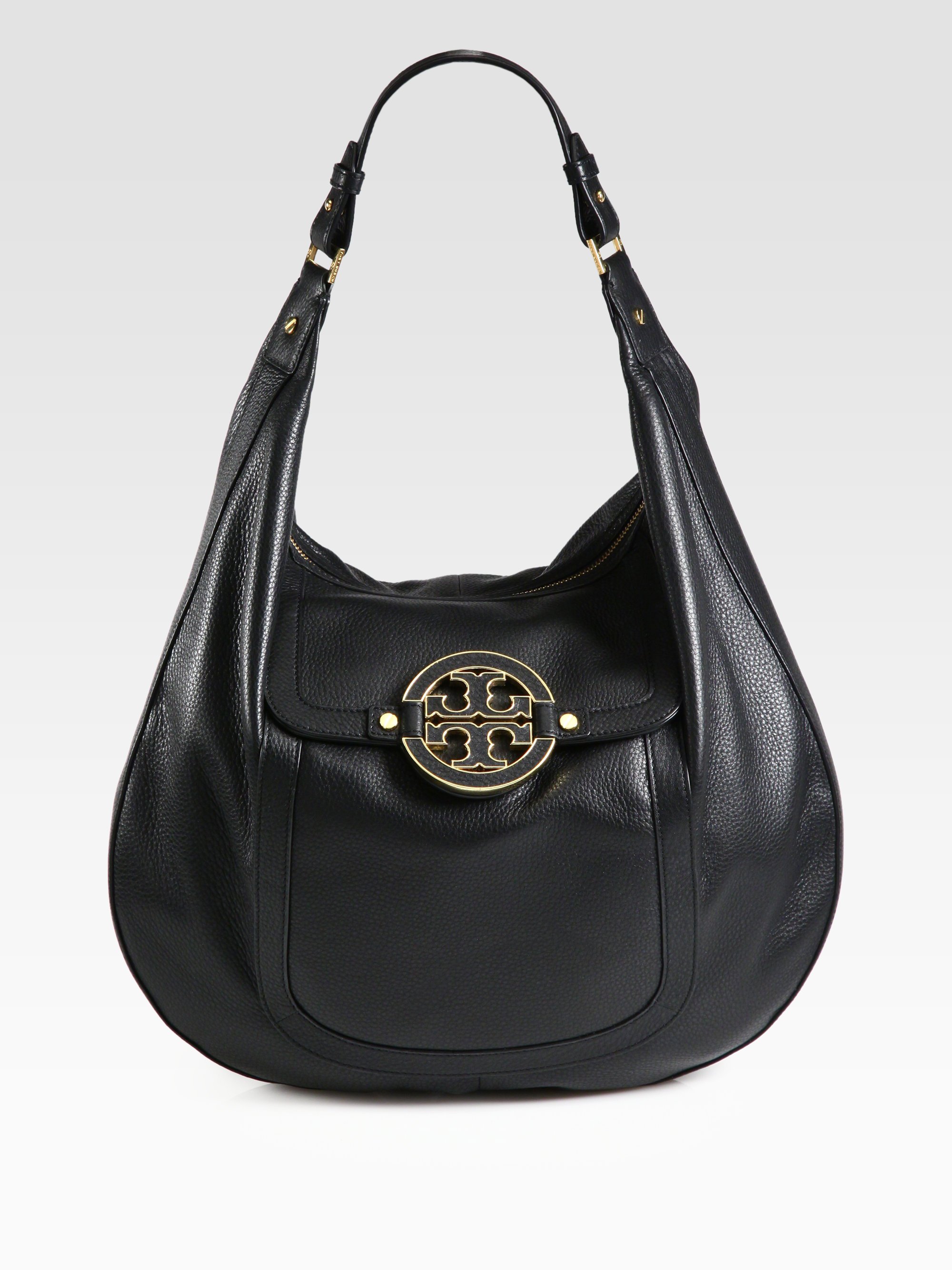 Lyst - Tory Burch Amanda Flat Hobo in Black