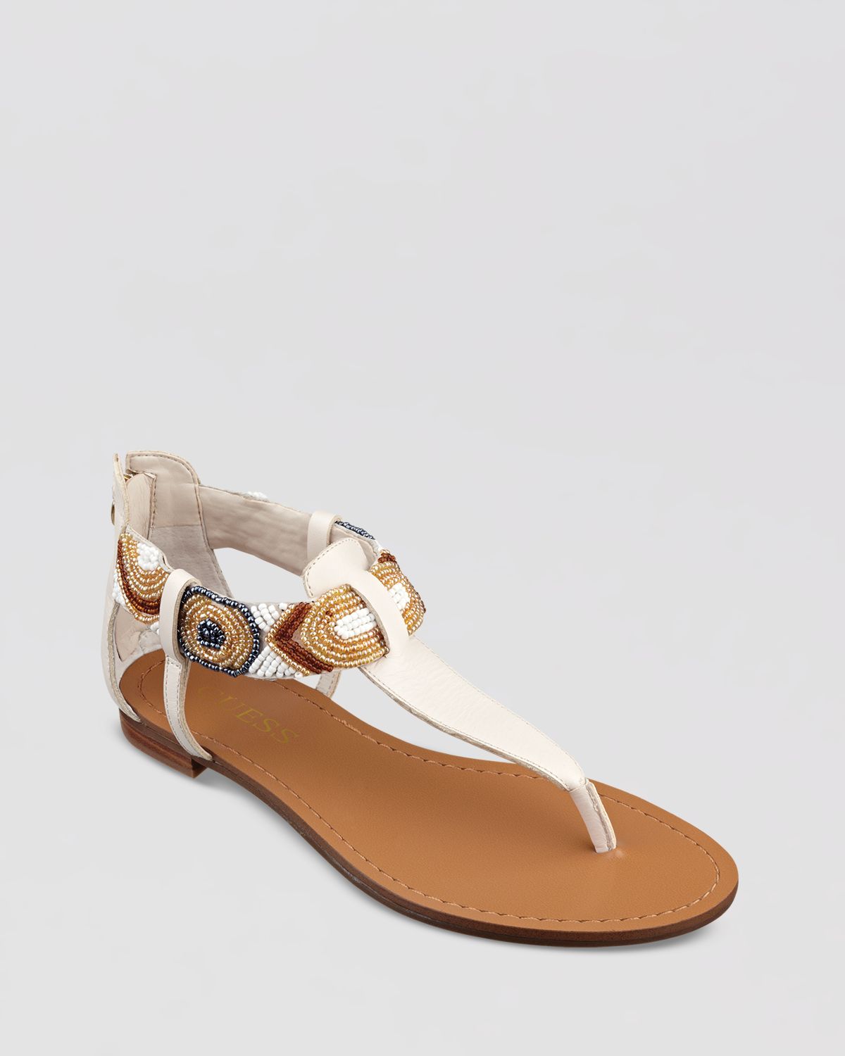 Guess Thong Sandals Remia Beaded in White | Lyst