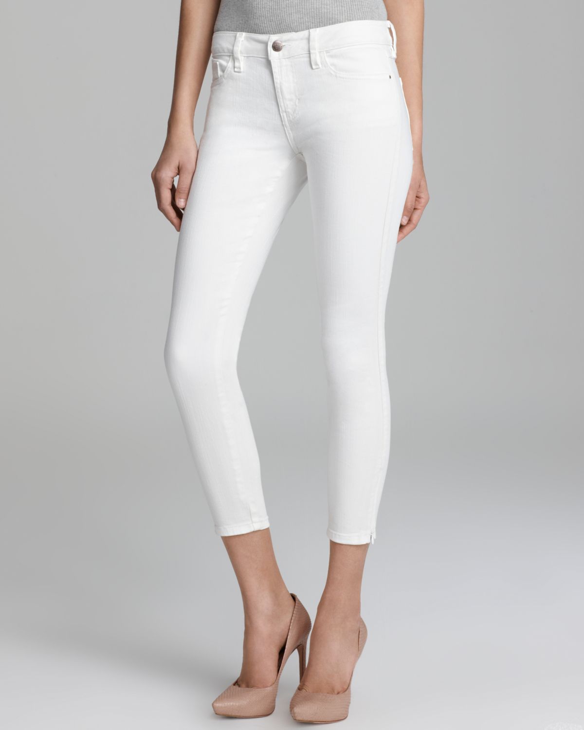 Guess Jeans Brittney Zip Cropped in White | Lyst