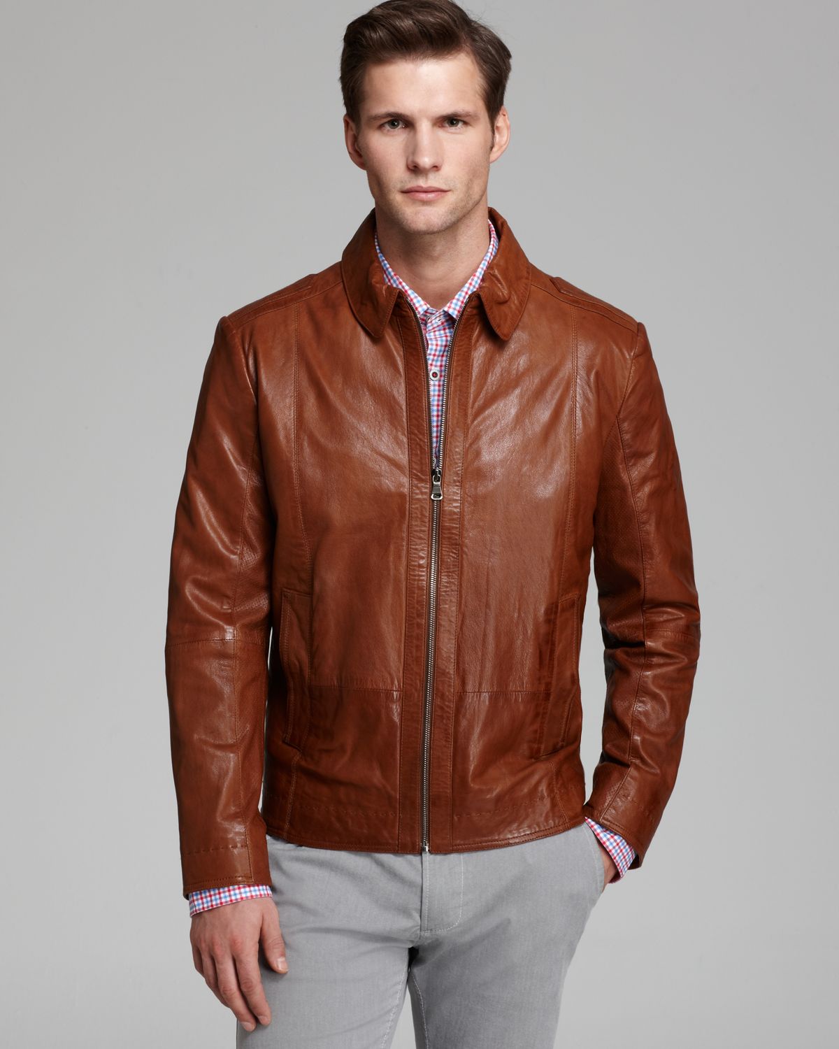 Hugo Boss Boss Black Garrin Leather Jacket in for Men (brown) | Lyst