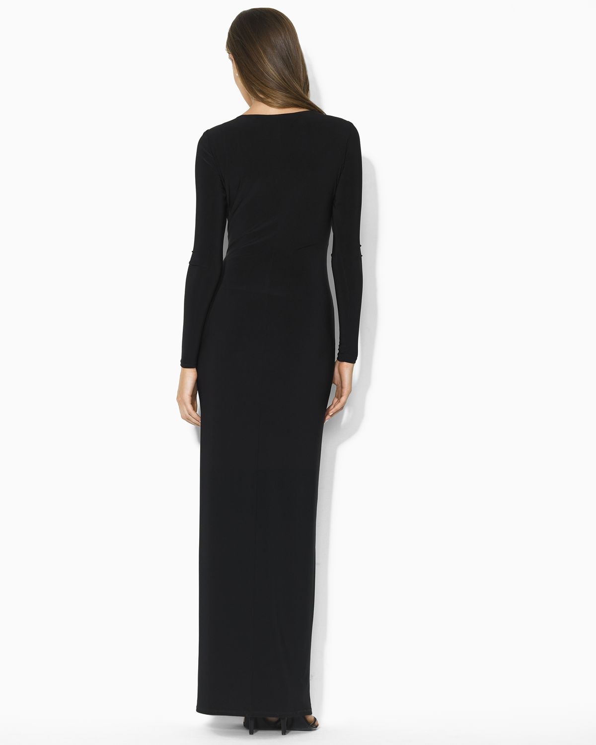 Lauren by ralph lauren Dress Long Evening Dress in Black | Lyst