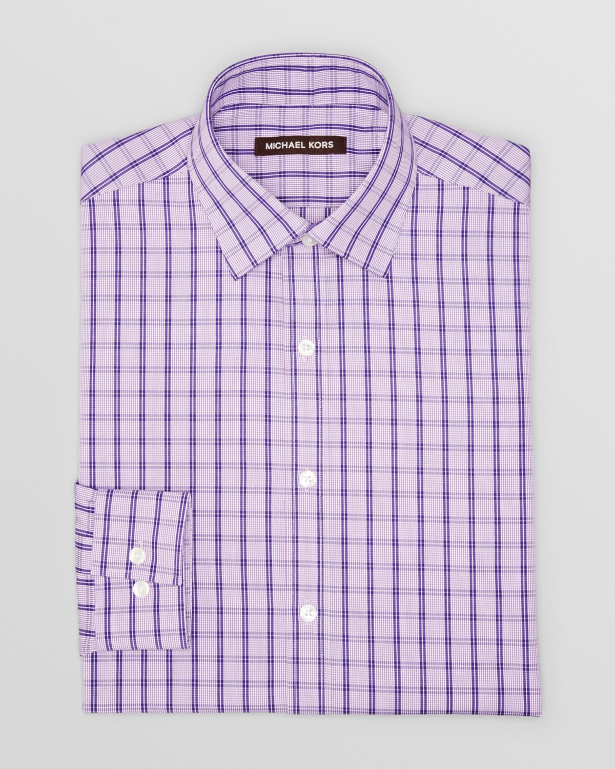 Michael kors Check Dress Shirt Regular Fit in Purple for Men | Lyst