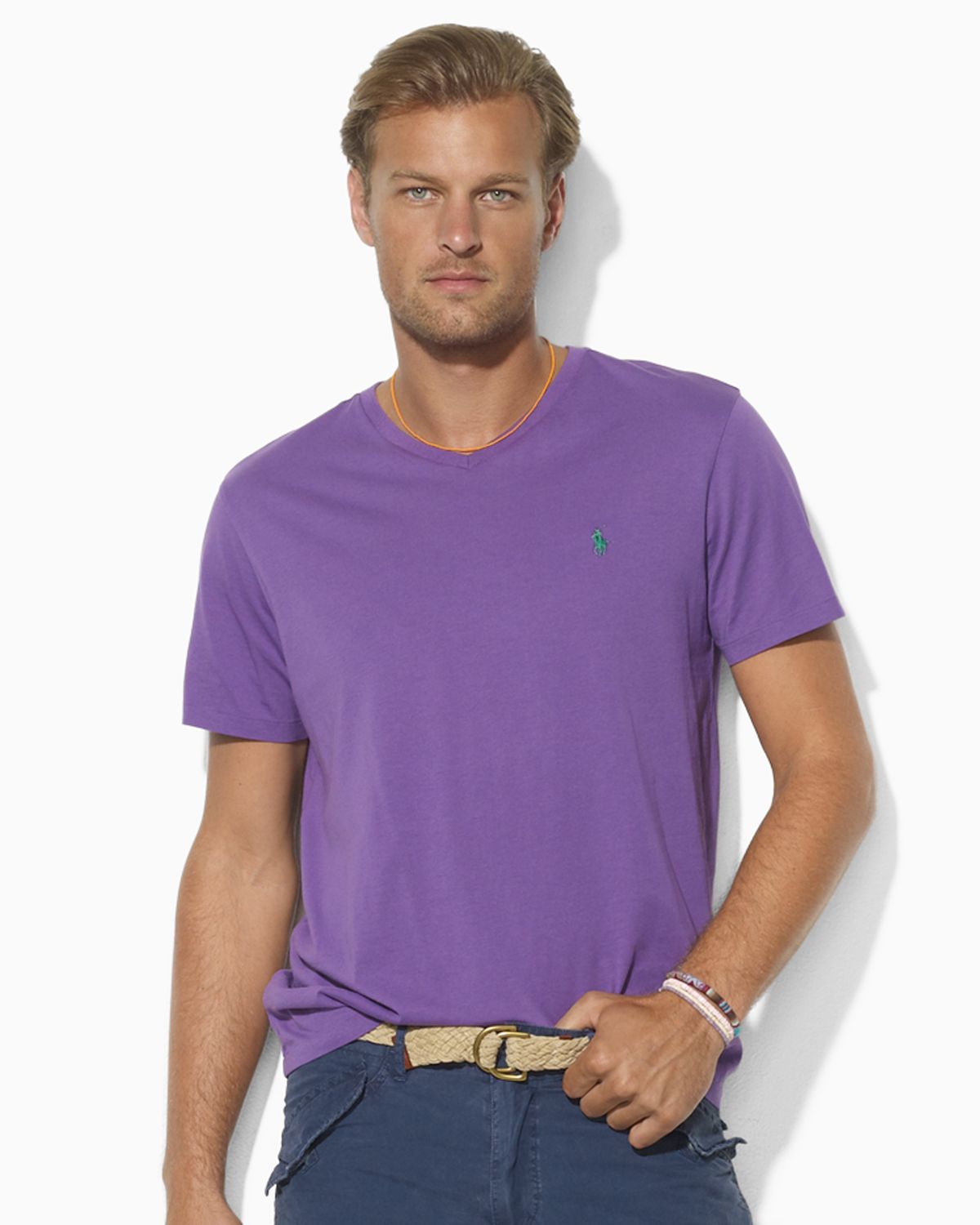 Ralph Lauren Polo Mediumfit Shortsleeved Cotton Jersey V-neck T-shirt ...