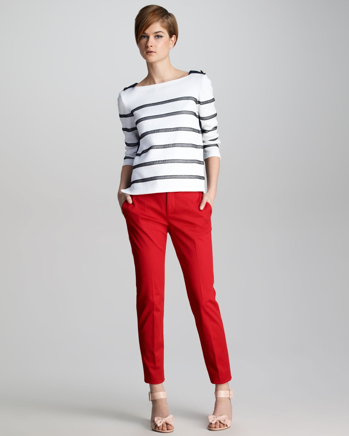 red pants women's outfit