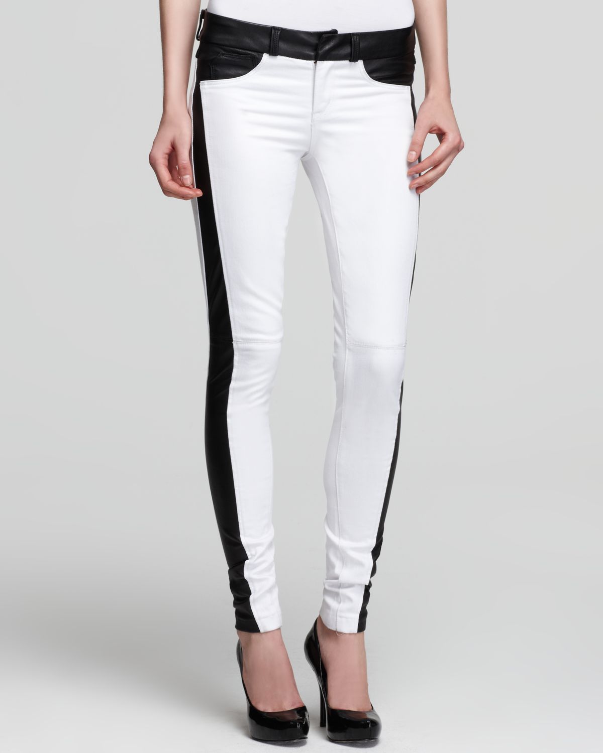 white leather skinny jeans