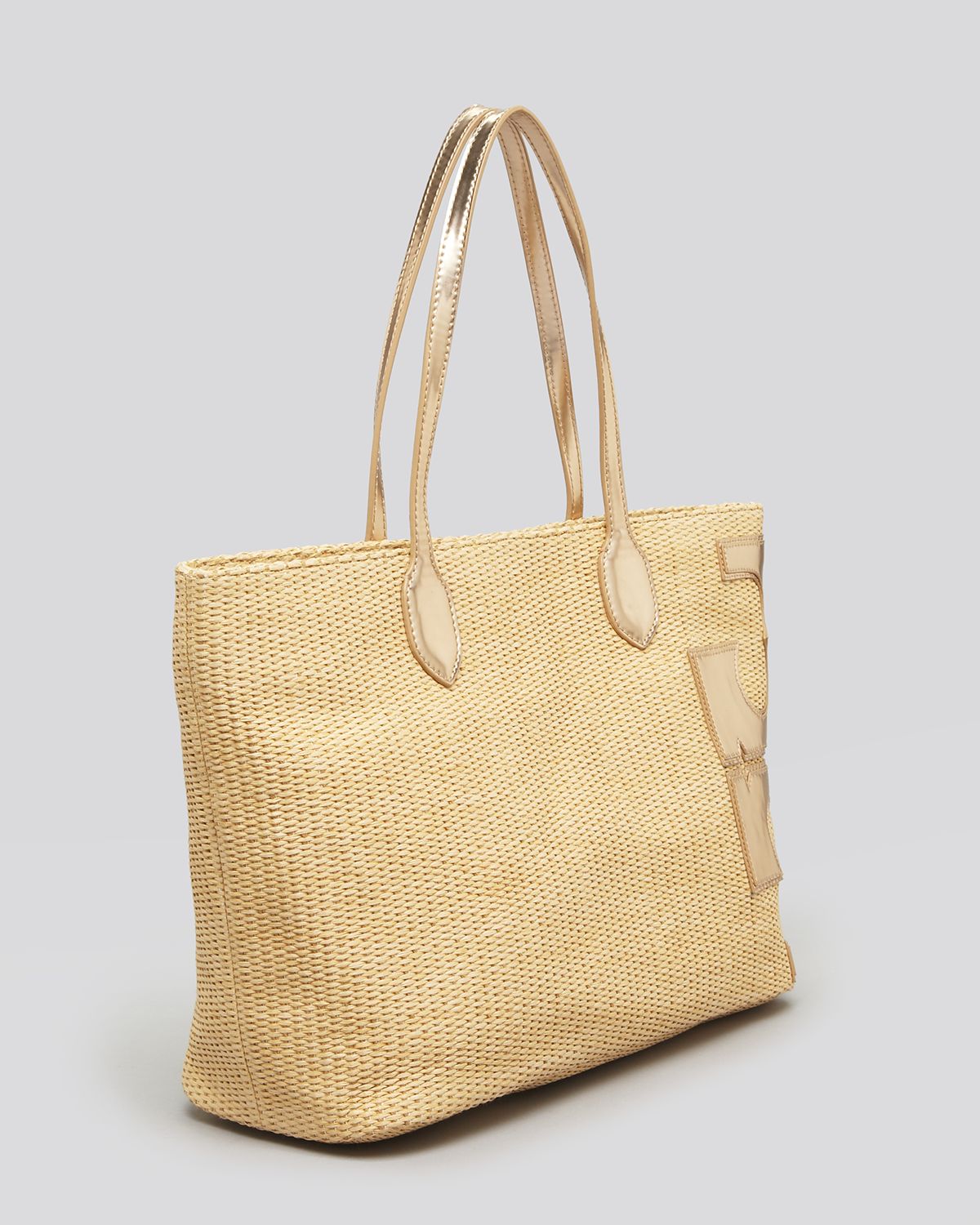 Lyst - Tory burch Tote Stacked T East West in Natural