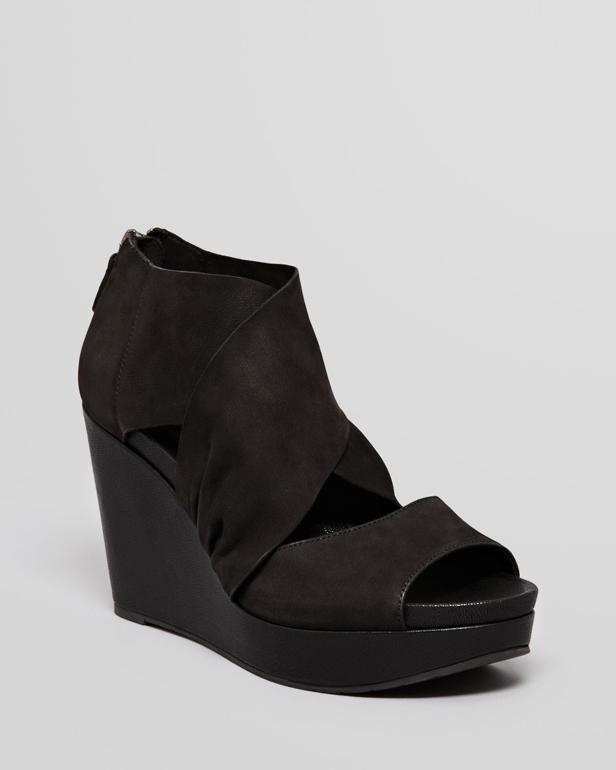 Lyst - Eileen Fisher Open Toe Platform Wedge Sandals Draw in Black