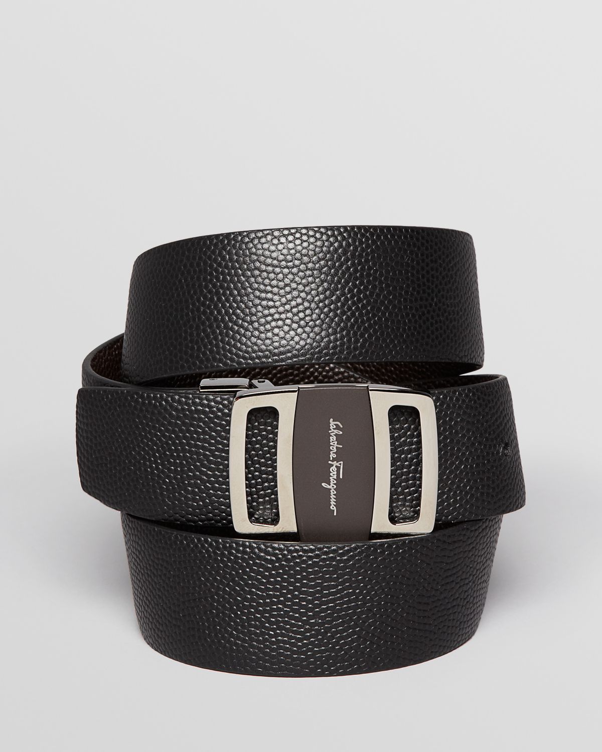 Ferragamo Reversible Stamped Logo Buckle Belt in Black for Men (black/chocolate) | Lyst