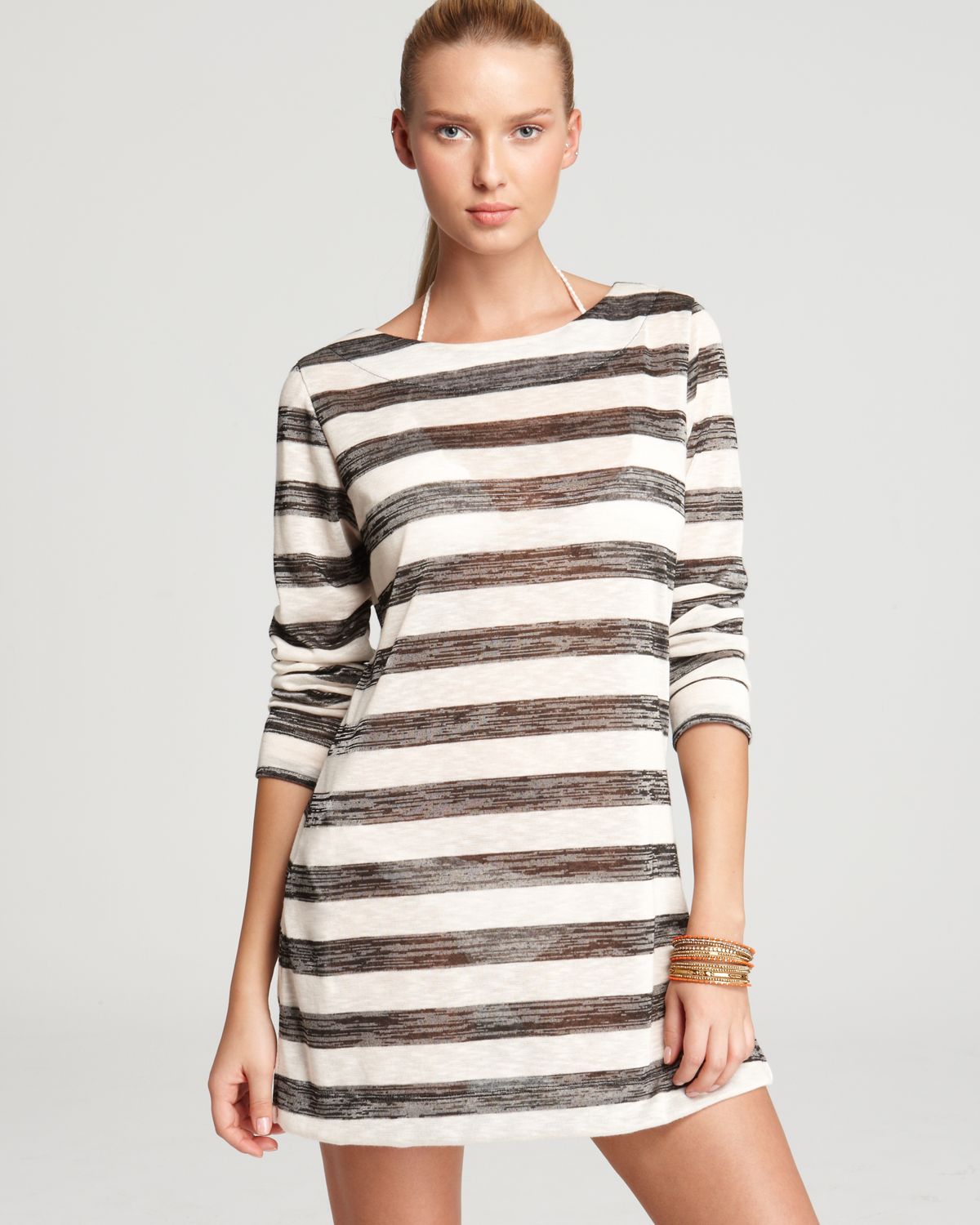 Lyst - La Blanca Boatneck Striped Tunic Swimsuit Cover Up in Black