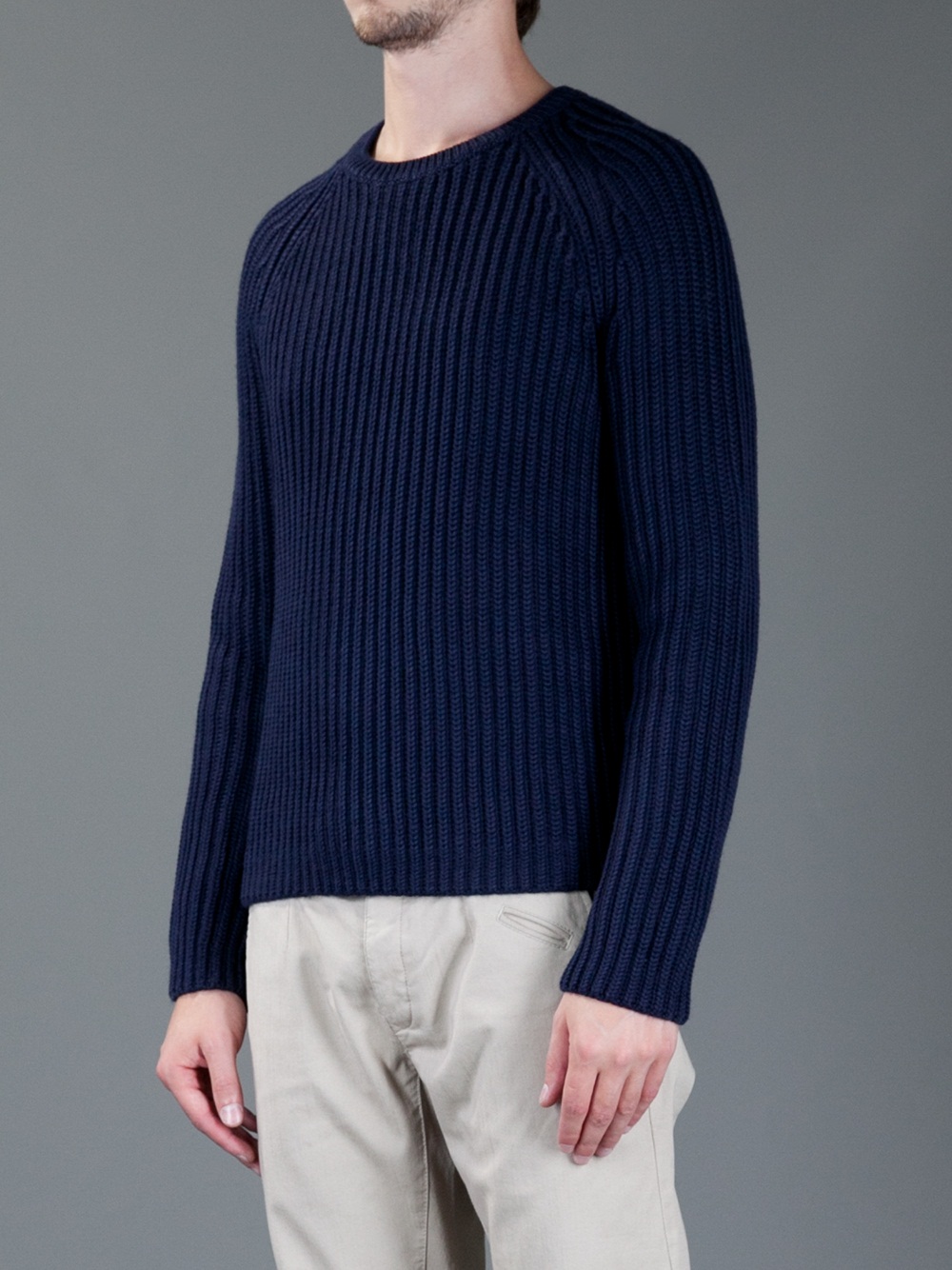 Lyst - Neil Barrett Thick Ribbed Sweater in Blue for Men