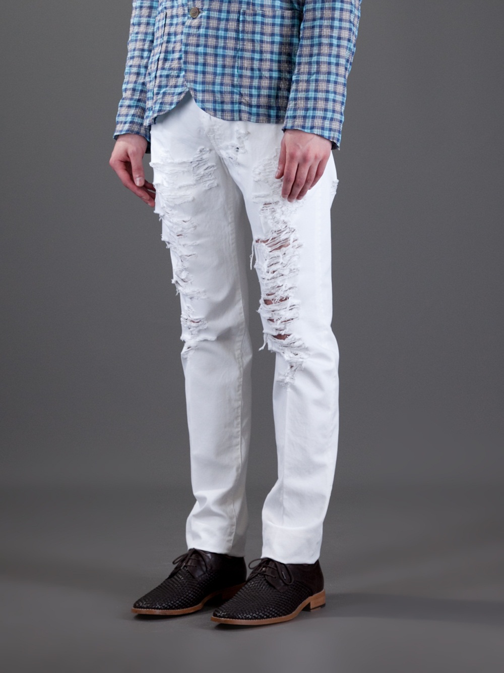 white distressed jeans