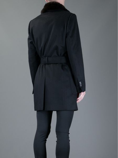 Vivienne Westwood Rabbit Fur Collar Coat in Black for Men | Lyst