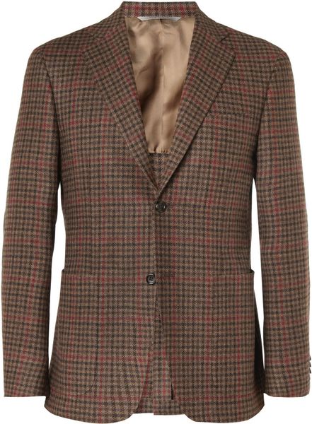 Canali Kei Unstructured Check Wool Blazer in Brown for Men | Lyst