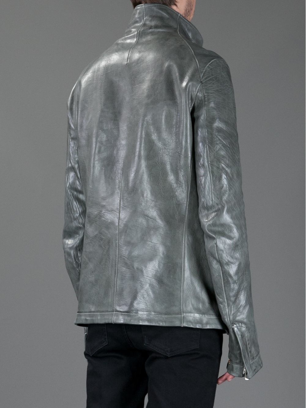 Carol christian poell Buffalo Leather Jacket in Gray for Men | Lyst