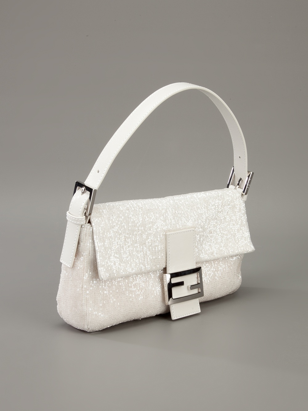 white fendi clutch