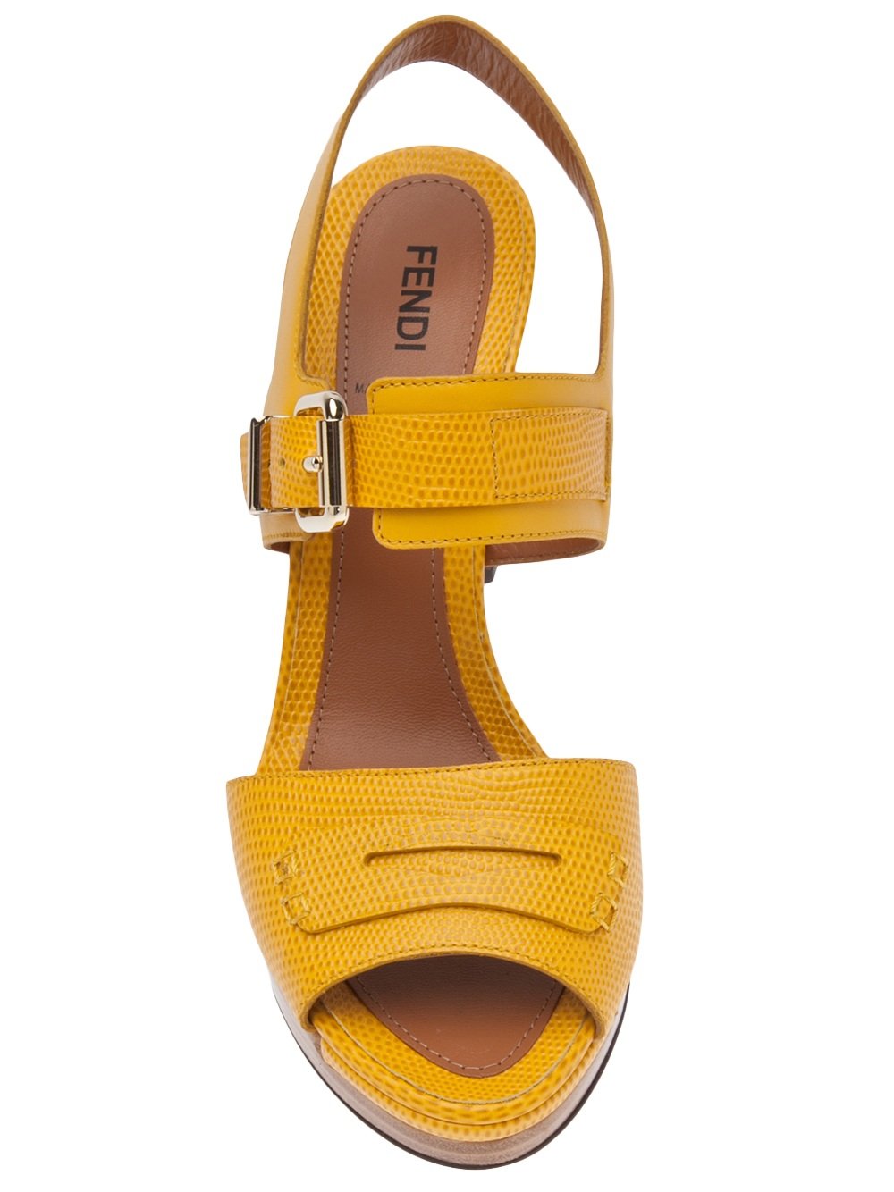 Lyst Fendi Block Heel Sandal In Yellow