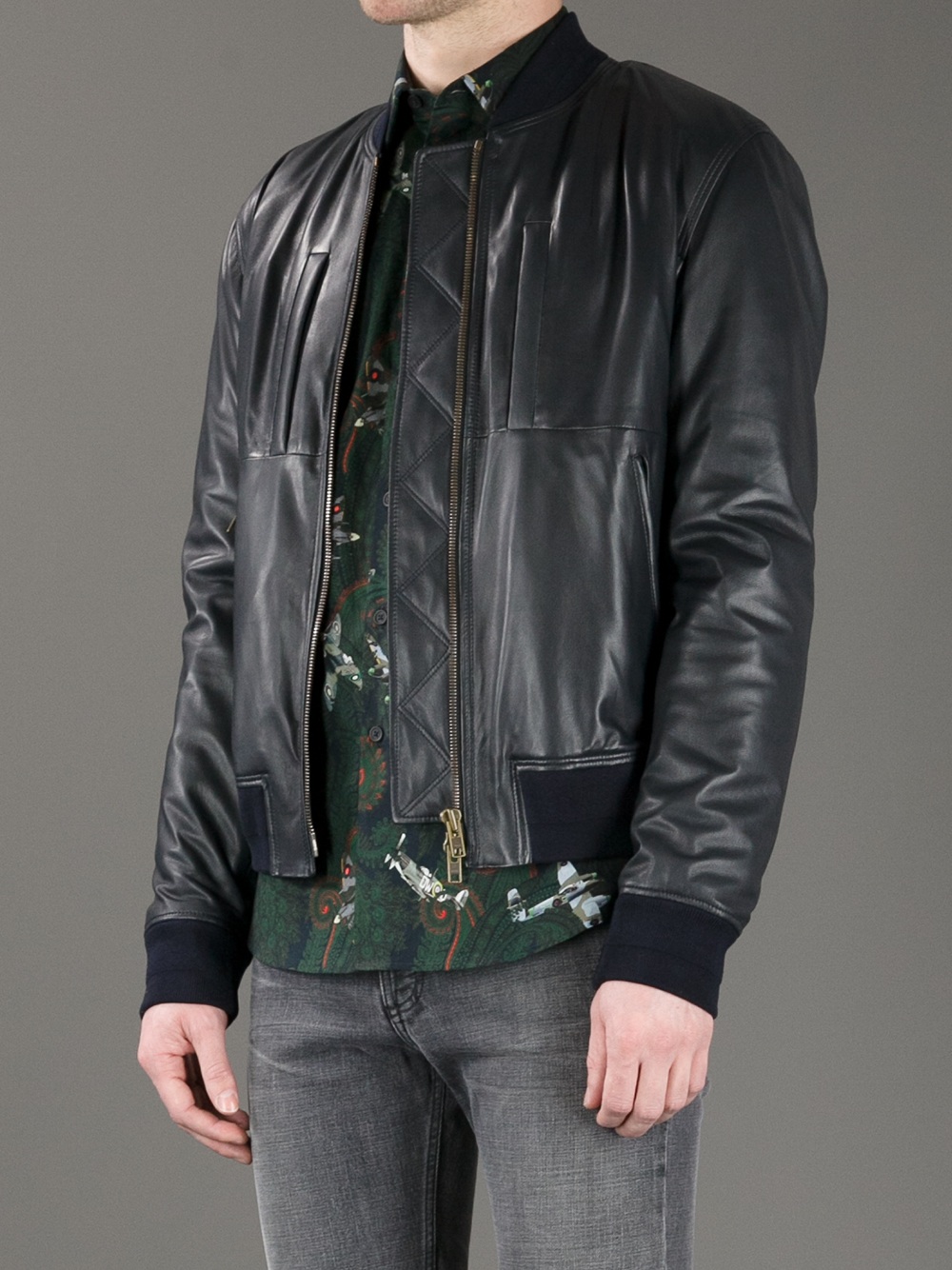 Lyst - Givenchy Leather Bomber Jacket in Blue for Men
