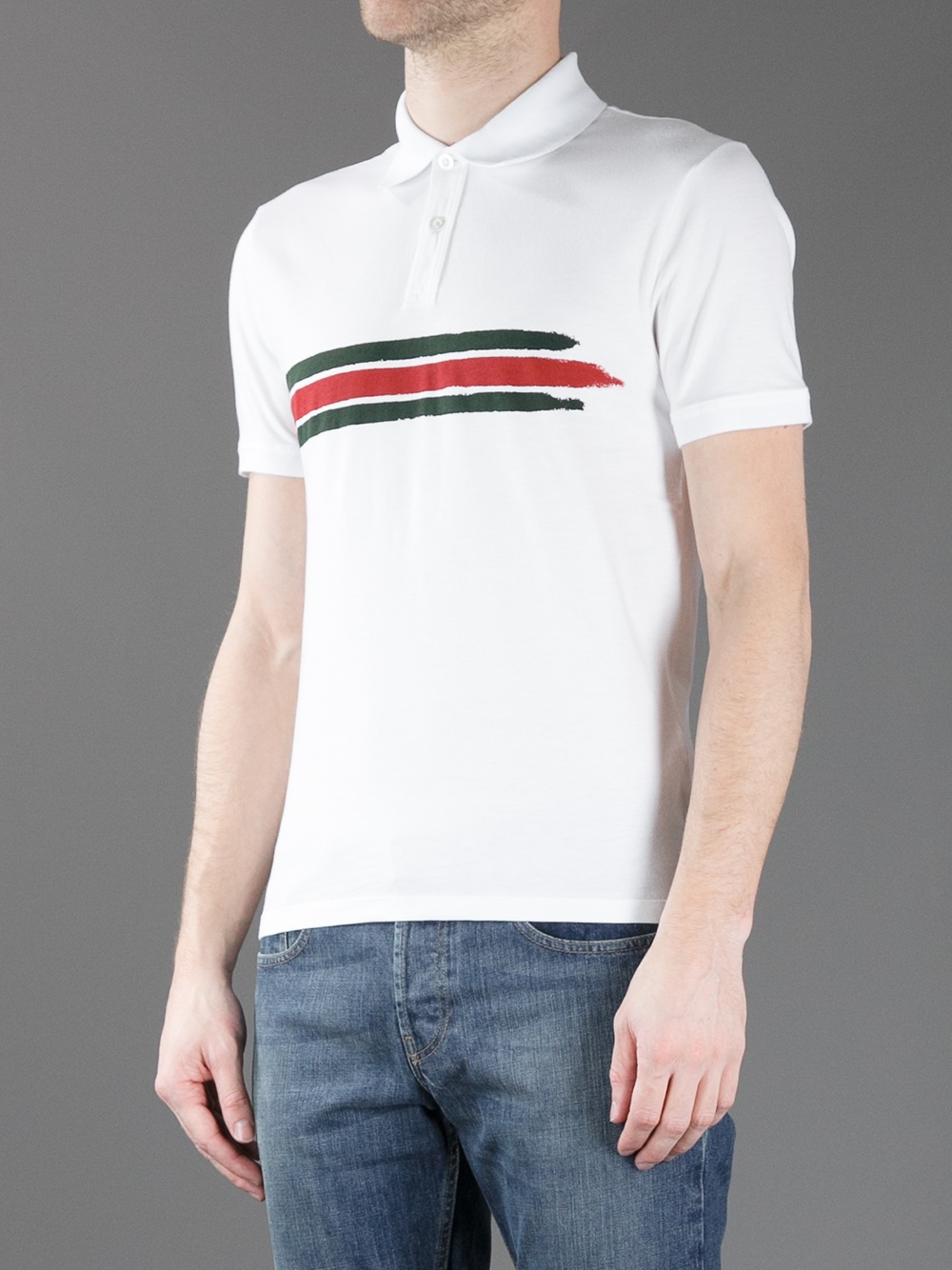 Gucci Striped Polo Shirt In White For Men Lyst 