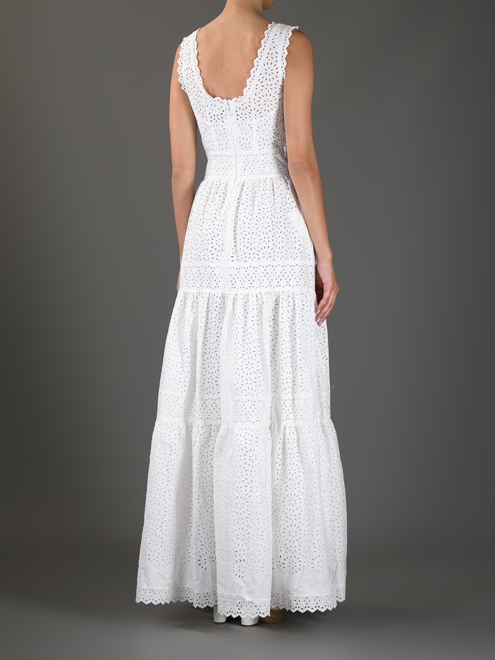 Lyst - Luisa Beccaria Eyelet Maxi Dress in White