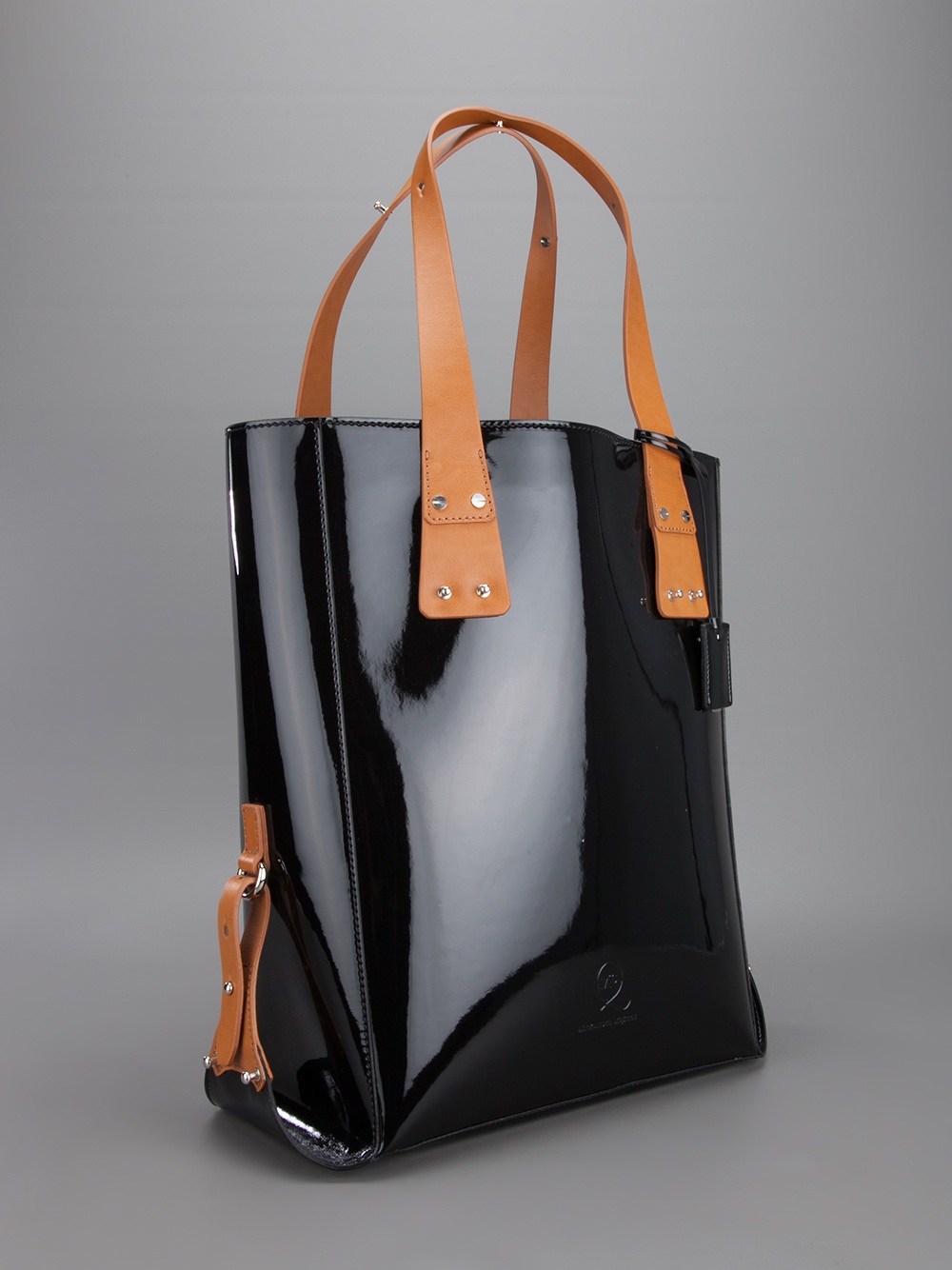 Mcq Black Patent Polyurethane Tote Bag